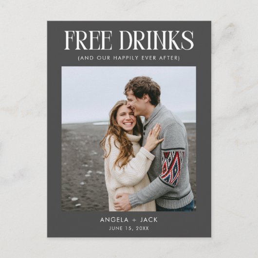 写真ユニーク予算の結婚式の日付の保存 案内ポストカード (正面)