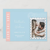 写真ユニーク保存日付結婚式招待状 招待状 (正面/裏面)