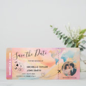 写真ユニーク搭乗券の世界地図を保存 招待状 (スタンド正面)