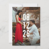 写真ユニーク結婚式の日付の保存 案内状 (正面)