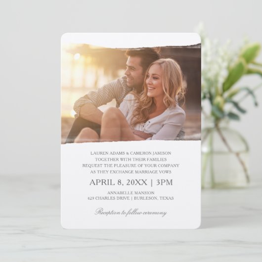 写真ユニーク結婚式招待状 |水彩 招待状 (スタンド正面)