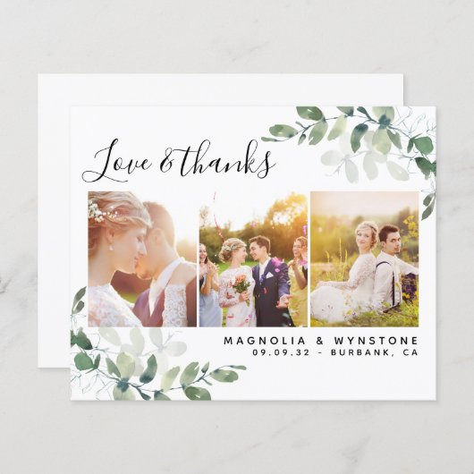 写真ユーカリ結婚プスのQRサンキューカード (正面/裏面)