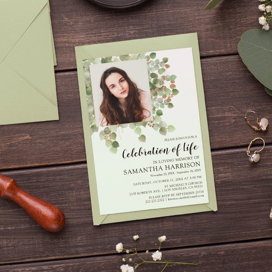 写真ユーカリ葬儀お祝い・オブ・ライフ 招待状