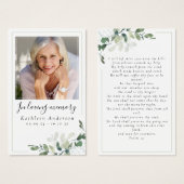 写真ユーカリ葬儀記念祈りの言葉カード (正面&裏面)