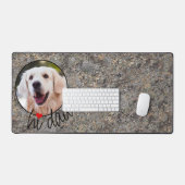 写真ラブカスタムハートハイパパ文字オンマーブル デスクマット (キーボード&マウス)