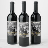 写真ラベル金ゴールド「Merry Christmas」 ワインラベル (ボトル)