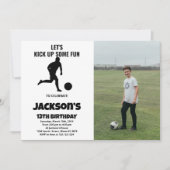 写真ランニング付きサッカー誕生日招待状 招待状 (正面)