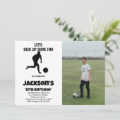写真ランニング付きサッカー誕生日招待状 招待状 (スタンド正面)