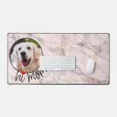 写真ラヴカスタムハートハイ母文字オンマーブルー デスクマット (キーボード&マウス)