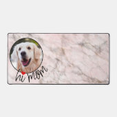 写真ラヴカスタムハートハイ母文字オンマーブルー デスクマット (正面)