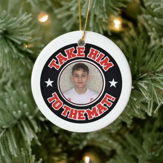 写真レスリングマットオーナメントに彼を連れて行く セラミックオーナメント (ツリー)
