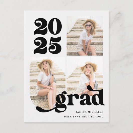 写真レトロタイプ2025卒業パーティー3 案内ポストカード (正面)