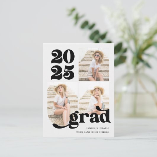 写真レトロタイプ2025卒業パーティー3 案内ポストカード (スタンド正面)