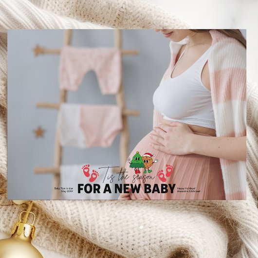 写真レトロTis Tis The Season Pregnancy Announcement シーズンカード