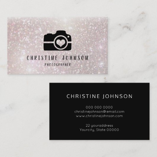 写真ロゴのフェイクグリッター 名刺 (正面/裏面)