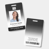 写真ロゴ グレー 勾配 モダンな社員証バッジ バッジ (正面＆裏面)