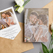 写真ロマンチックな書道のスクリプ結婚トメッセージ サンキューカード