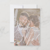 写真ロマンチックな書道のスクリプ結婚トメッセージ サンキューカード (正面)