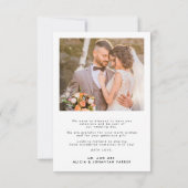 写真ロマンチックな書道のスクリプ結婚トメッセージ サンキューカード (裏面)