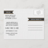 写真ヴィンテージアールデコ結婚式の日付カードの保存 案内ポストカード (裏面)