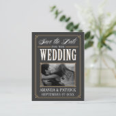 写真ヴィンテージアールデコ結婚式の日付カードの保存 案内ポストカード (スタンド正面)