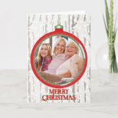写真ヴィンテージパーソナライズされたクリスマスバルブ折り畳み シーズンカード (正面)