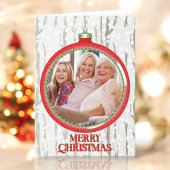 写真ヴィンテージパーソナライズされたクリスマスバルブ折り畳み シーズンカード