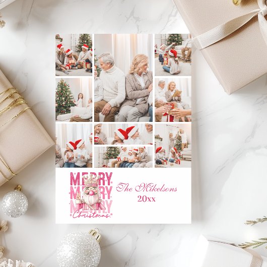 写真ヴィンテージピンクくるみ割りクリスマス シーズンカード