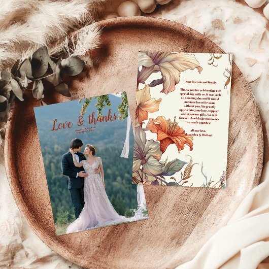 写真ヴィンテージフローラ結婚アールヌーボー サンキューカード