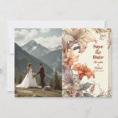 写真ヴィンテージフローラ結婚アールヌーボー セーブザデート (正面)