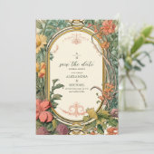 写真ヴィンテージフローラ結婚アールヌーボー セーブザデート (スタンド正面)