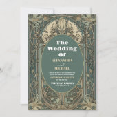 写真ヴィンテージフローラ結婚アールヌーボー 招待状 (正面)