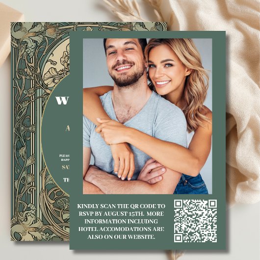 写真ヴィンテージフローラ結婚アールヌーボー 招待状