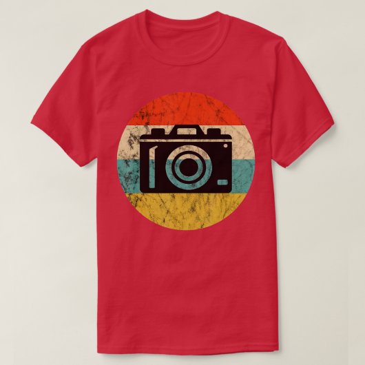 写真ヴィンテージレトロサンセットカメラレンズ写真 Tシャツ (デザイン正面)