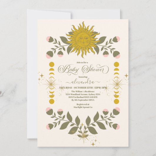 写真ヴィンテージ天植物赤ちゃんシャワー 招待状 (正面)
