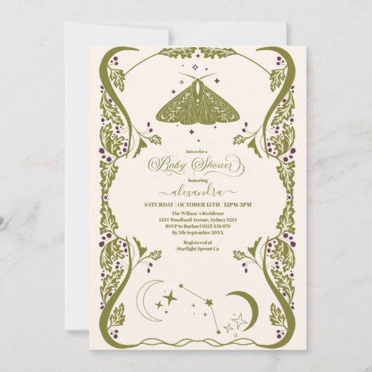 写真ヴィンテージ天蝶の赤ちゃんシャワー 招待状 (正面)
