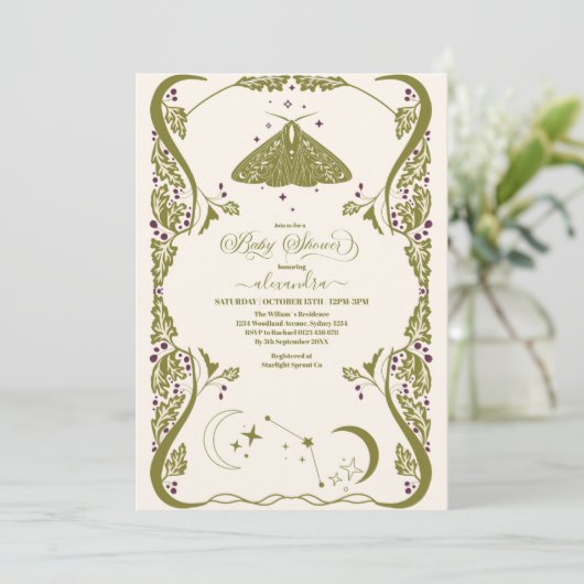 写真ヴィンテージ天蝶の赤ちゃんシャワー 招待状 (スタンド正面)