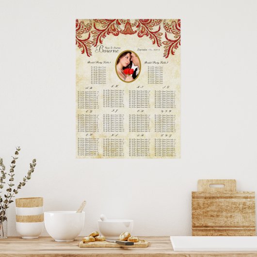 写真ヴィンテージ座席表（アルファベット順） ポスター (キッチン)