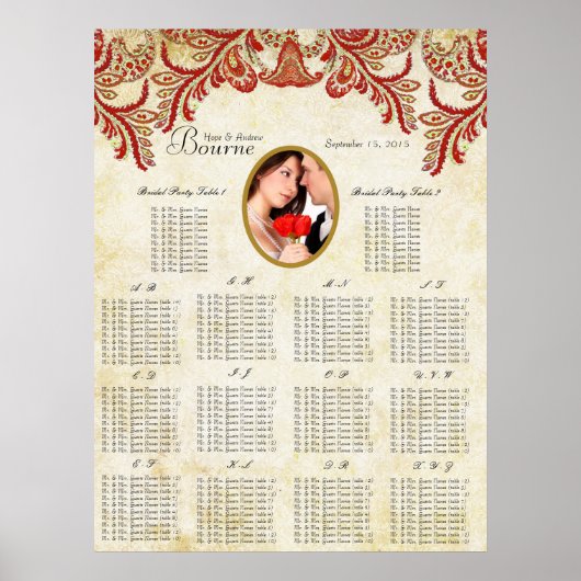 写真ヴィンテージ座席表（アルファベット順） ポスター (正面)