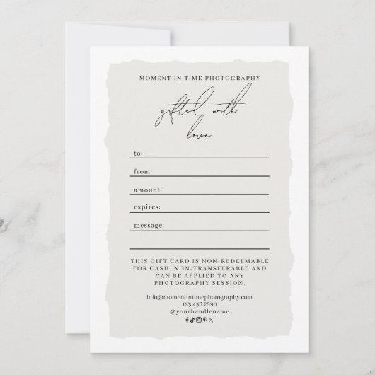 写真一枚ギフト券 | ギフトカード (裏面)