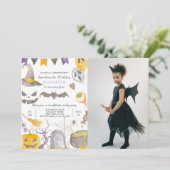 写真不気味付きハロウィーン誕生日招待状 招待状 (スタンド正面)