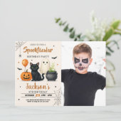 写真不気味付きハロウィーン誕生日招待状 招待状 (スタンド正面)