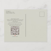 写真予算モダン結婚式の日付を保存QRコード 案内ポストカード (裏面)