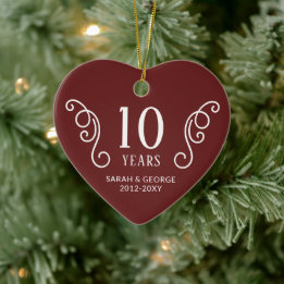 写真二周年記念パーソナライズされた年 セラミックオーナメント