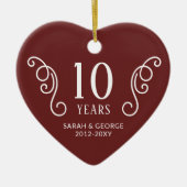 写真二周年記念パーソナライズされた年 セラミックオーナメント (正面)