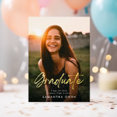 写真二部卒業パーティー金ゴールドブラシカスタム 箔招待状