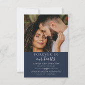 写真二重記念葬式ブルー祈りの言葉カード (正面)