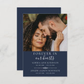 写真二重記念葬式ブルー祈りの言葉カード (正面/裏面)