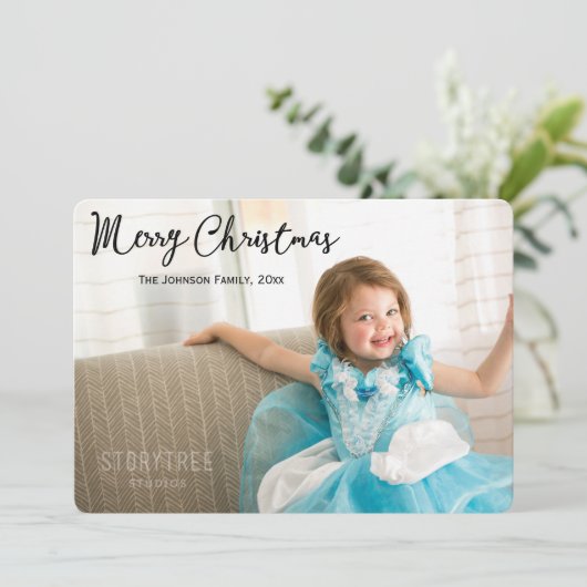 写真付きかわいい丸いクリスマスカード シーズンカード (スタンド正面)