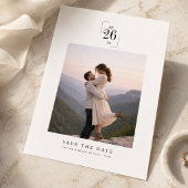 写真付きのエレガントでミニマルな結婚式の事前お知らせ セーブザデート
